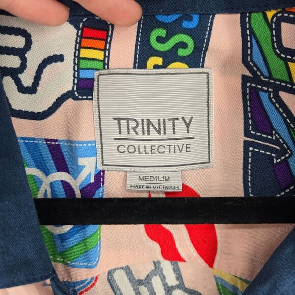 Trinity Collective size Medium rainbow Unicorn pride button up short sleeve - Picture 5 of 10